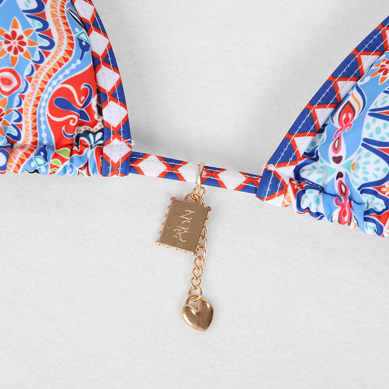 Women's Retro Print Bikini | European-Style Two-Piece Swimsuit