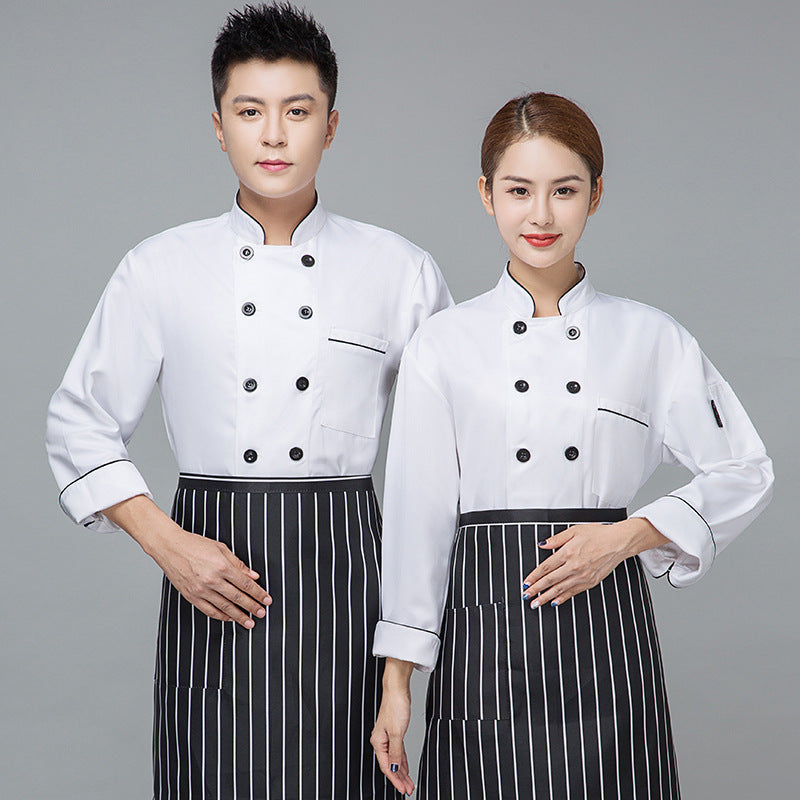 Long-Sleeve Chef Jacket — Color Block, 4 Colors, M–5XL