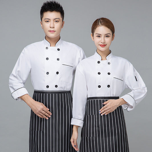 Long-Sleeve Chef Jacket — Color Block, 4 Colors, M–5XL