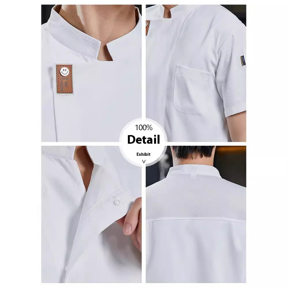 Short Sleeve Chef Jacket – Breathable Summer Kitchen & Bakery Uniform for Men