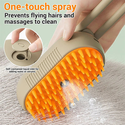 3-in-1 Electric Steam Pet Grooming Brush — USB Rechargeable