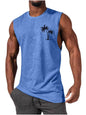 Men's Coconut Tree Embroidery Beach Tank Top – Summer Muscle Workout Shirt