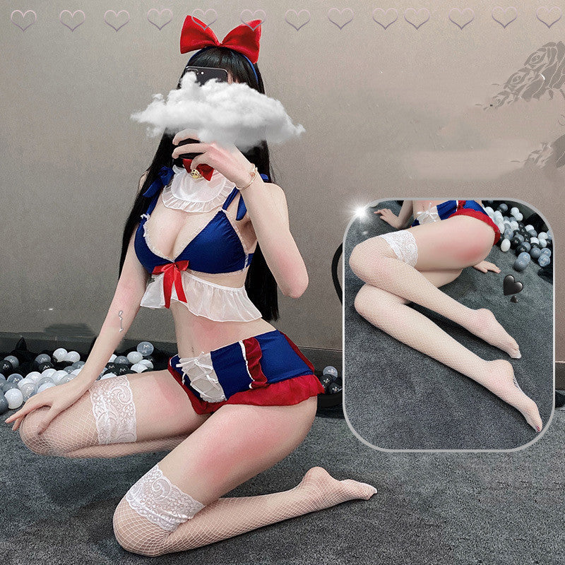 Cute Bow Lace Mini Dress Lingerie Set | Soft Girl Cosplay Outfit