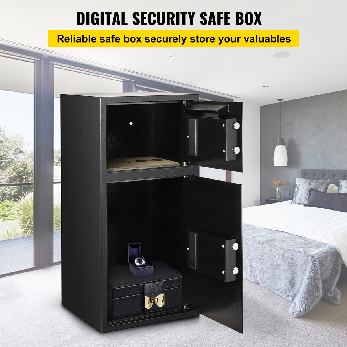VEVOR 2.6 Cu Ft Double Door Security Safe – Digital Lock, Black