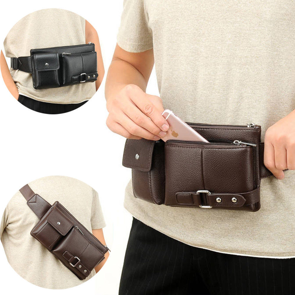 PU Leather Chest Bag – Men’s Waist Bag & Fanny Pack for Travel & Outdoors