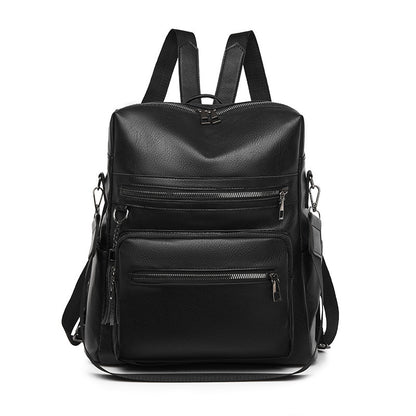 Women's PU Leather Backpack – Large Capacity Waterproof Bag