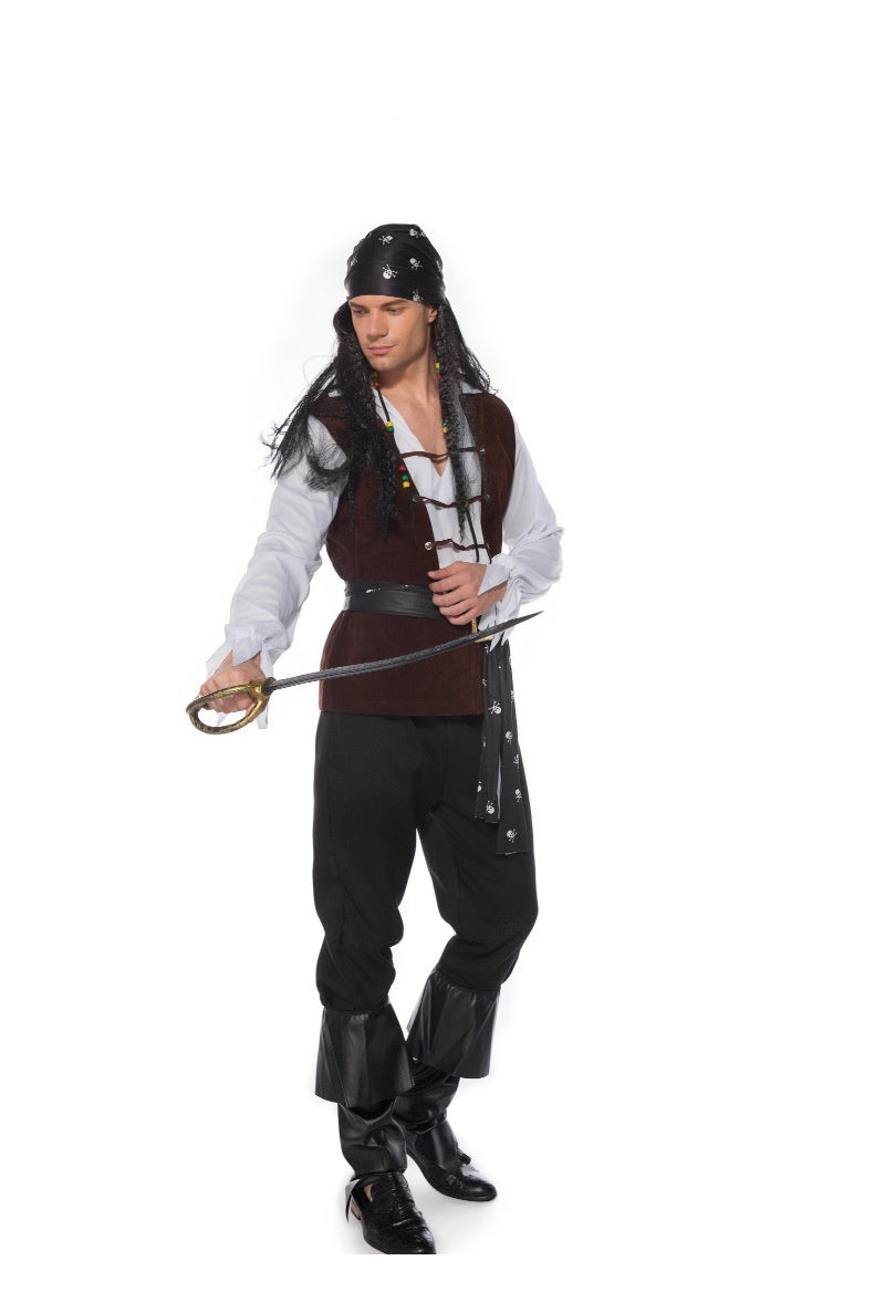 Men's Pirates of the Caribbean Cosplay Costume – 7-Piece Halloween Outfit Set