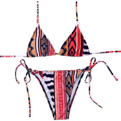 Women's Printed Halter Bandage Bikini | Backless Sexy Two-Piece Swimsuit