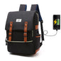 Vintage Canvas Backpack with USB Charging Port – Unisex Laptop School & Travel Bag