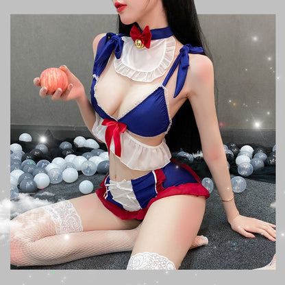 Cute Bow Lace Mini Dress Lingerie Set | Soft Girl Cosplay Outfit