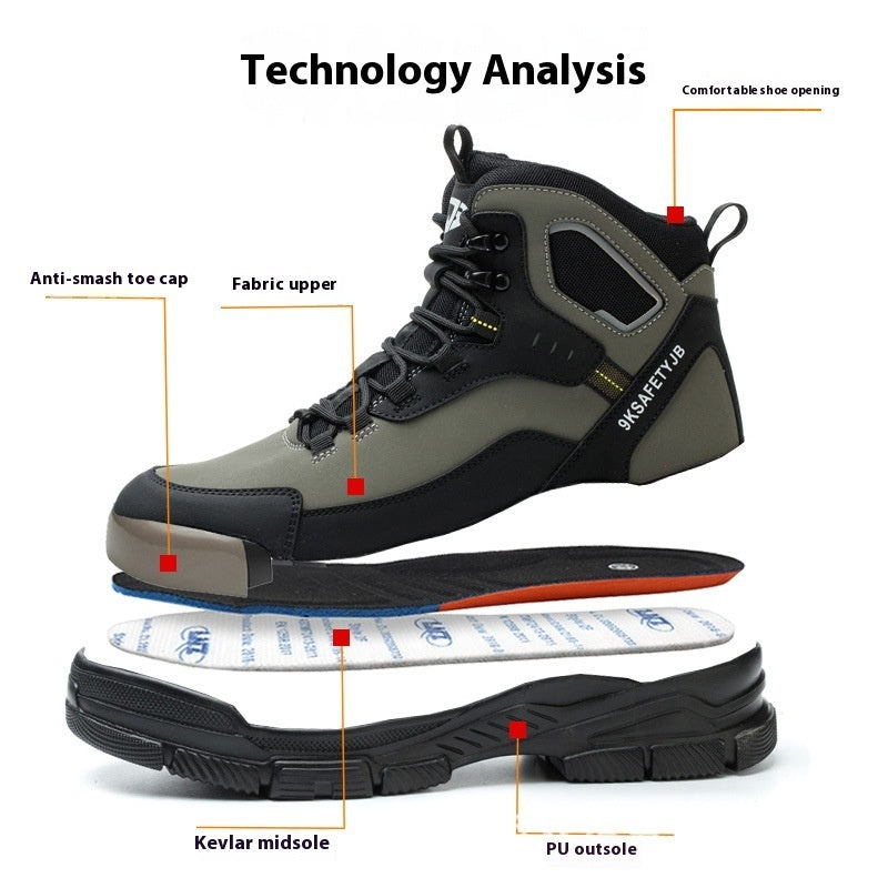 Men's High-Top Safety Work Boots – Steel Toe, Anti-Puncture, EU 37–48