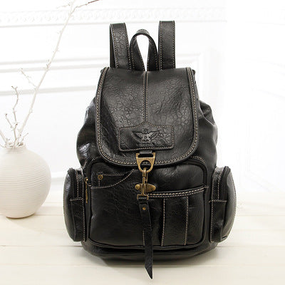 Vintage PU Leather Backpack – Spacious, Retro Style for Work, School & Travel