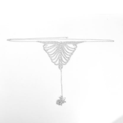 Silver body chain on a white background