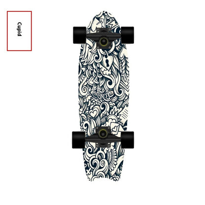 Fishtail Maple Skateboard — 21 Graphic Designs, 28" Deck