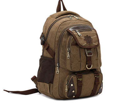 Large Canvas Travel Backpack – 20–35L, Laptop Compartment & Air Cushion Straps