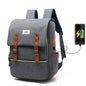 Vintage Canvas Backpack with USB Charging Port – Unisex Laptop School & Travel Bag