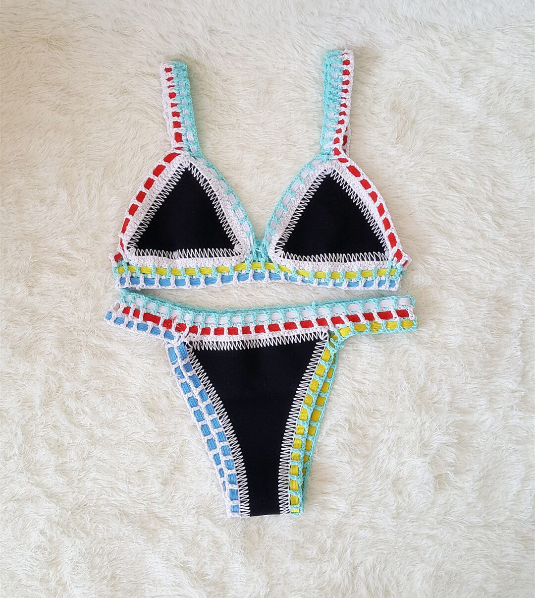 Women's Hand-Crochet Bikini Set | Knitted Two-Piece Swimwear