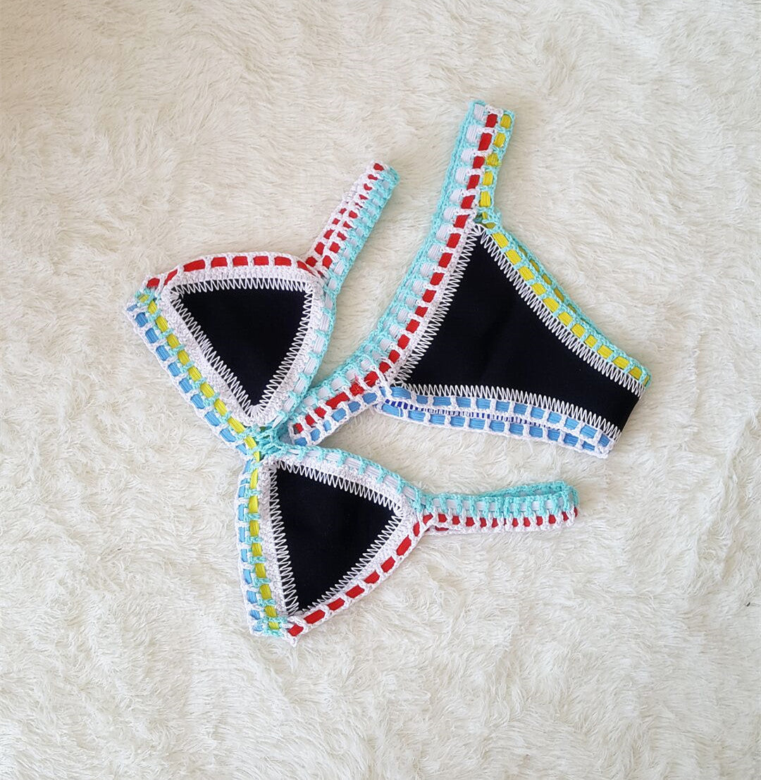 Women's Hand-Crochet Bikini Set | Knitted Two-Piece Swimwear