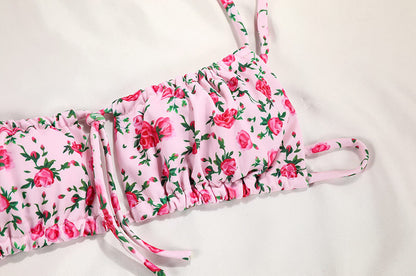 Printed Strap Bikini Set — Blue & Pink, S–L