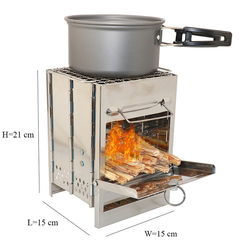 Folding Camp Stove – Portable Stainless Steel Wood Burner
