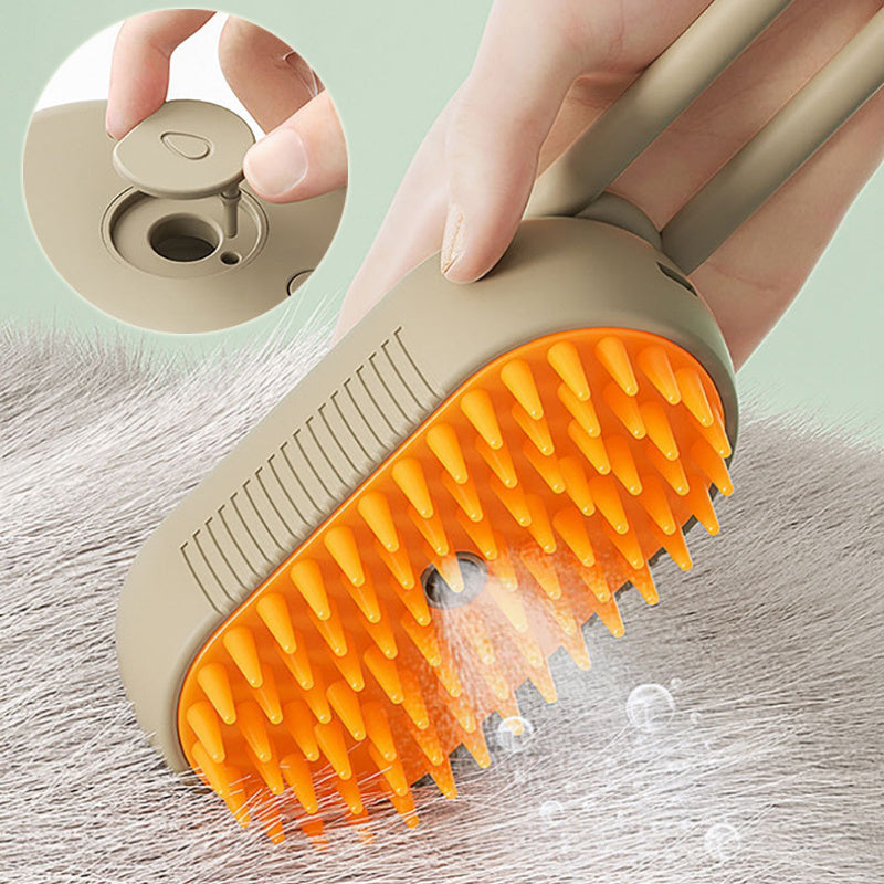 3-in-1 Electric Steam Pet Grooming Brush — USB Rechargeable