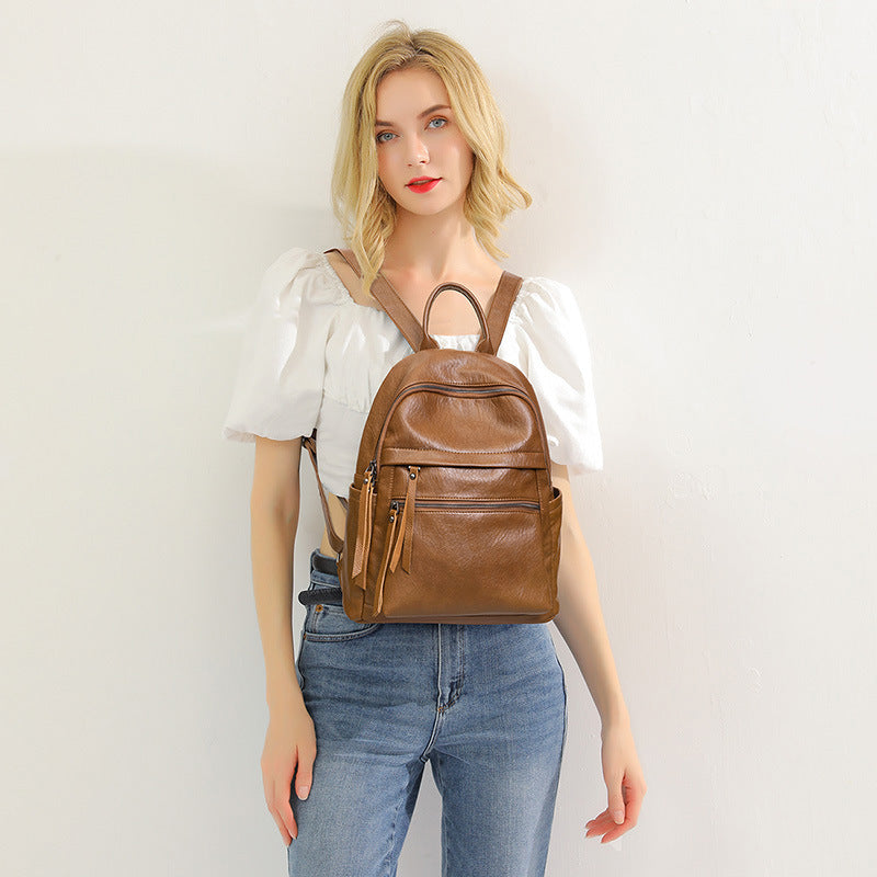 Women's Soft PU Leather Backpack – Korean Bubble Pattern Style