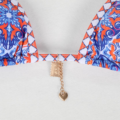 Women's Retro Print Bikini | European-Style Two-Piece Swimsuit