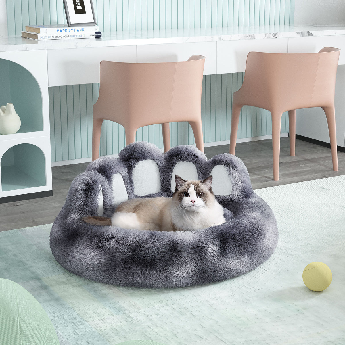 Bear Paw Shape Dog Bed – Cozy Plush Pet Bed for Small & Medium Dogs and Cats