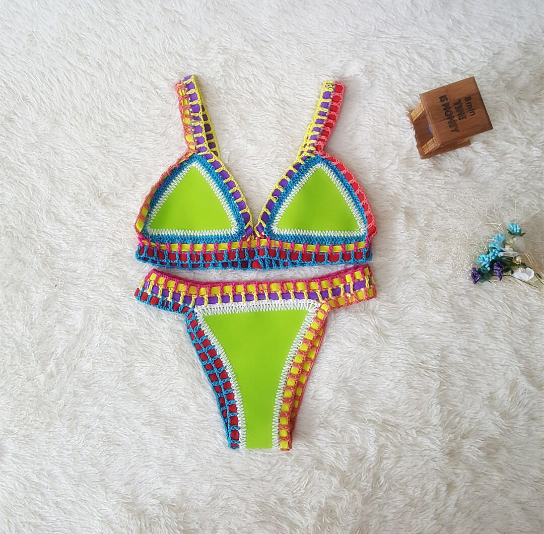 Women's Hand-Crochet Bikini Set | Knitted Two-Piece Swimwear