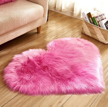 Plush Heart Shaped Fluffy Rug – Non-Slip Soft Carpet for Living Room & Home Decor