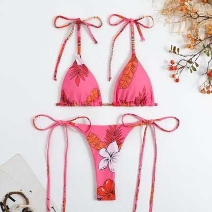 Women's Floral Backless Split Bikini Set | High-Elastic Two-Piece Swimsuit in 5 Colors
