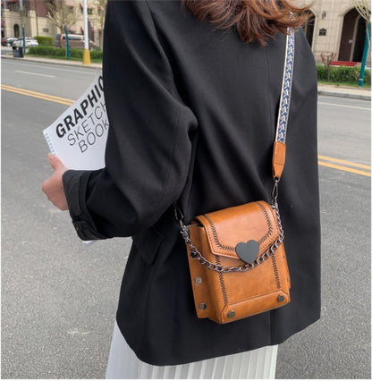 Women's PU Leather Crossbody Bag – Chain Strap Mini Messenger Purse