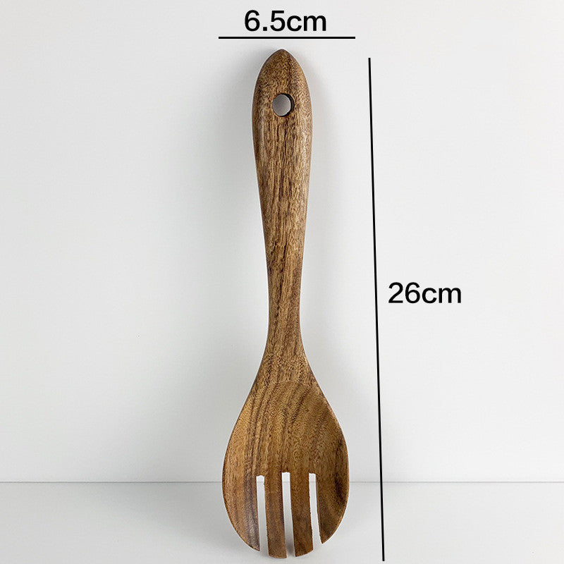 Wooden spatula with measurements on a white background