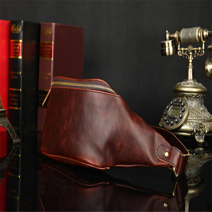 Men's Retro Crossbody Bag – Crazy Horse PU Leather Waist & Shoulder Bag
