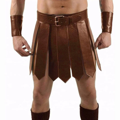 Men's Medieval Warrior Wrap Skirt – PU Leather Samurai & Roman Cosplay Costume