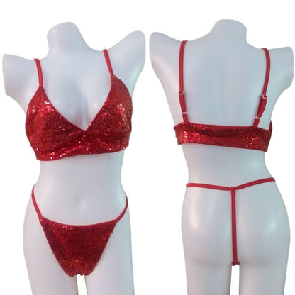 Women's Sequin String Bikini | Sexy Suspender Swimsuit