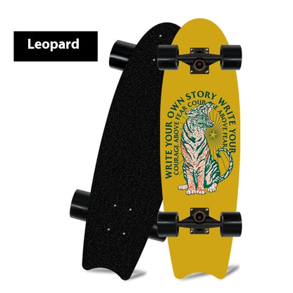 Fishtail Maple Skateboard — 21 Graphic Designs, 28" Deck