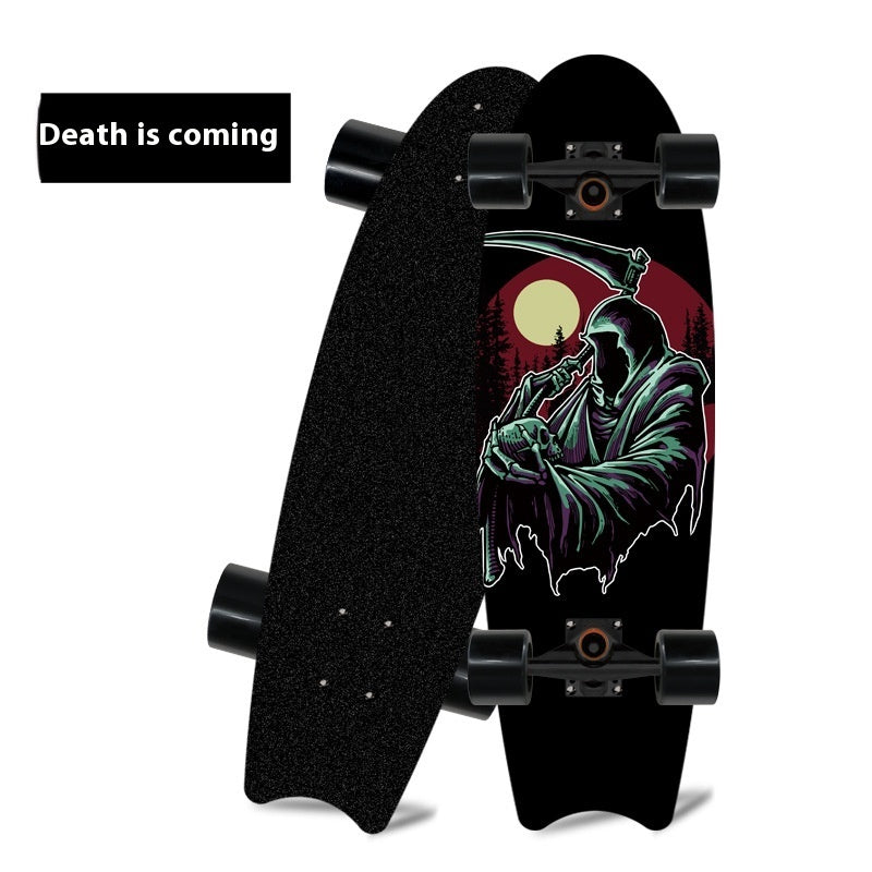 Fishtail Maple Skateboard — 21 Graphic Designs, 28" Deck