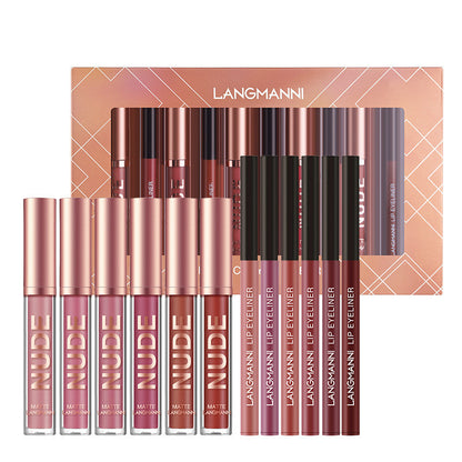 Matte Lipstick & Lip Liner Set — 12 Pieces, Long-Lasting