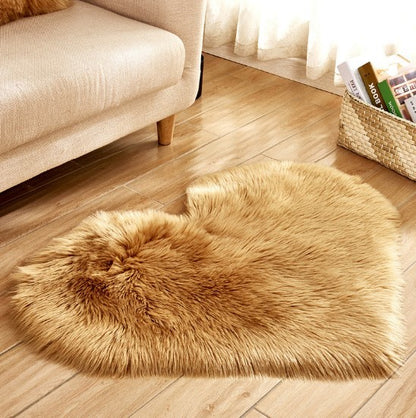 Plush Heart Shaped Fluffy Rug – Non-Slip Soft Carpet for Living Room & Home Decor