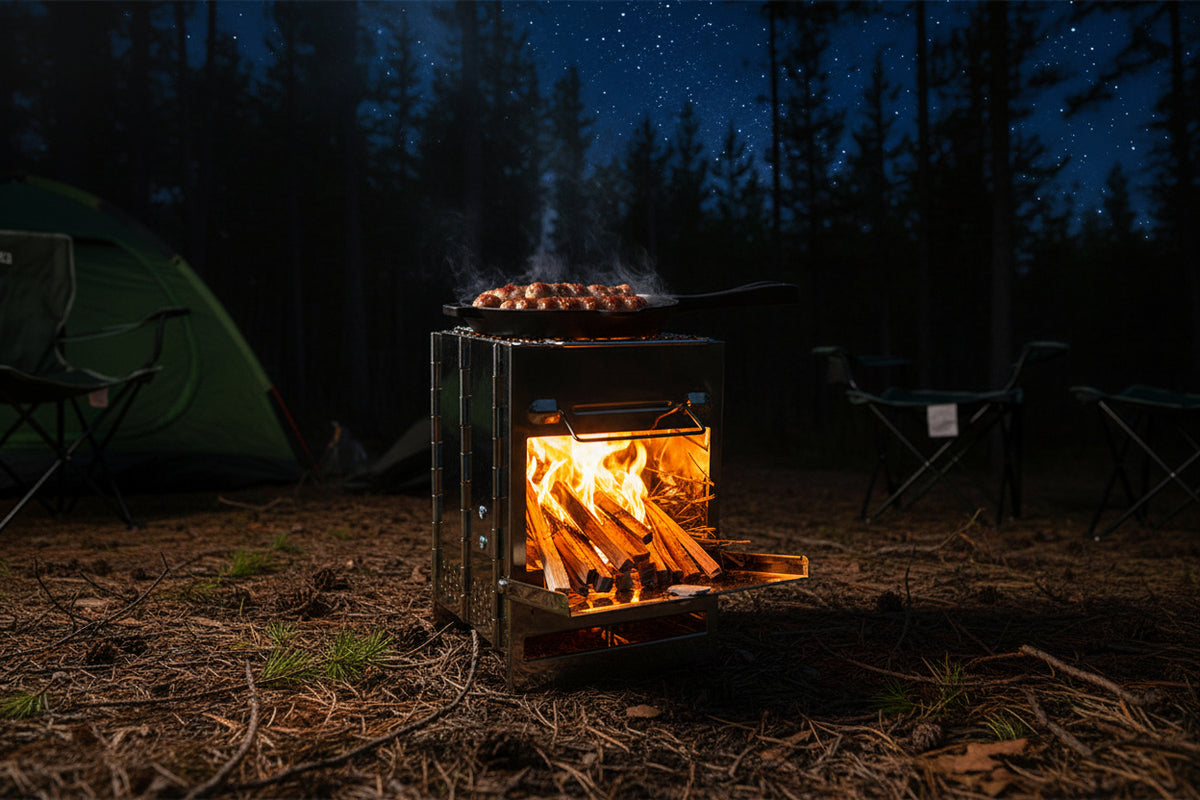 Folding Camp Stove – Portable Stainless Steel Wood Burner
