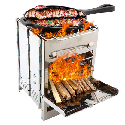 Folding Camp Stove – Portable Stainless Steel Wood Burner