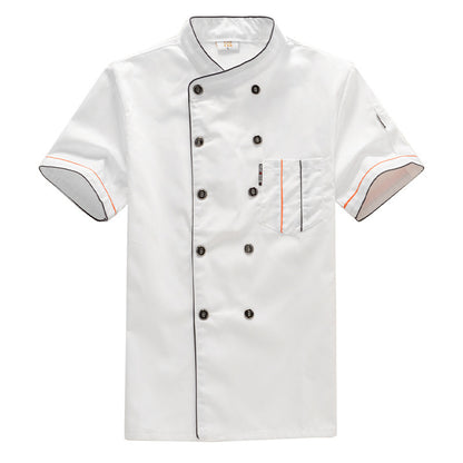 Chef Uniform with Gray Trim – Breathable Linen-Cotton Kitchen Jacket, Long & Short Sleeve