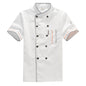 Chef Uniform with Gray Trim – Breathable Linen-Cotton Kitchen Jacket, Long & Short Sleeve