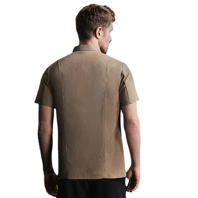 Men's Short-Sleeve Chef Shirt – Moisture-Wicking Uniform for Kitchen & Hotel Staff