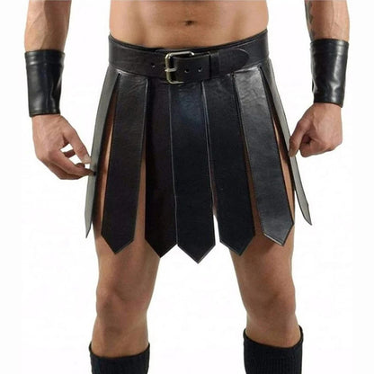 Men's Medieval Warrior Wrap Skirt – PU Leather Samurai & Roman Cosplay Costume