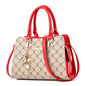 Women's Printed Satchel Handbag – Vegan-Friendly Imitation Leather Shoulder Bag with Contrast Trim & Charm