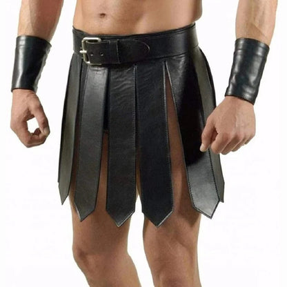 Men's Medieval Warrior Wrap Skirt – PU Leather Samurai & Roman Cosplay Costume