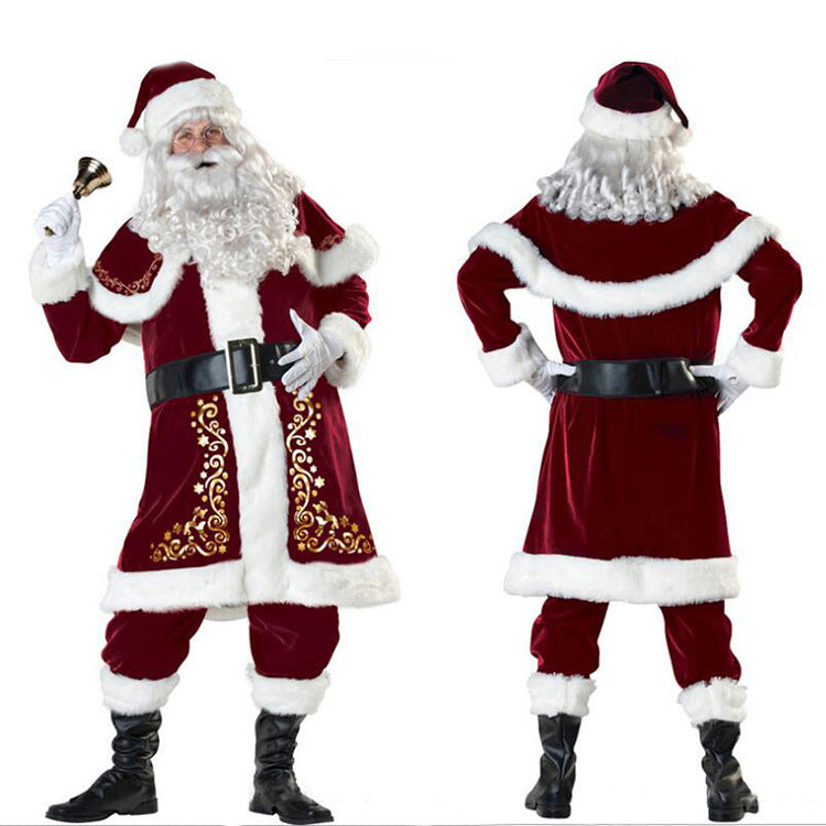 Santa Claus Couples Costume Set – Velvet Christmas Party Outfit for Men & Women