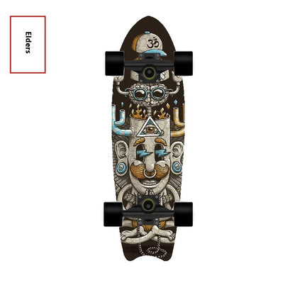 Fishtail Maple Skateboard — 21 Graphic Designs, 28" Deck